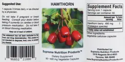 Label for Hawthorn 495 mg