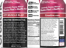 Label for ATP Muscle Blast Passion Fruit & Vanilla Flavor