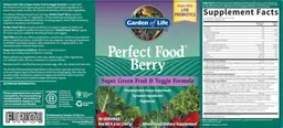 Label for Perfect Food Berry Super Green Fruit & Veggie Formula