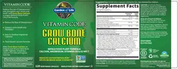 Label for Grow Bone Calcium
