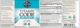 Label for Raw Vitamin E