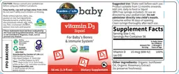 Label for Vitamin D3 Liquid