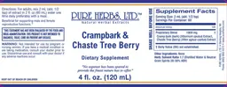 Label for Crampbark & Chaste Tree Berry