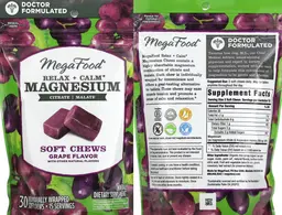 Label for Relax + Calm Magnesium Soft Chews Grape Flavor