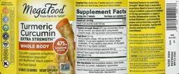 Label for Turmeric Curcumin Extra Strength Whole Body