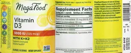 Label for Vitamin D3 5000 IU (125 mcg) with K & K2