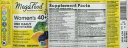 Label for Women's 40+ One Daily Multivitamin