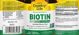 Label for High Potency Biotin 10 mg