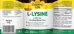 Label for L-Lysine 1,000 mg