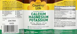 Label for Calcium 500 mg Magnesium 500 mg Potassium 99 mg