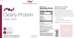 Label for Clearly Protein Fruit Punch