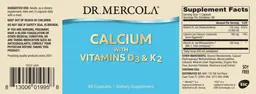 Label for Calcium with Vitamins D3 & K2