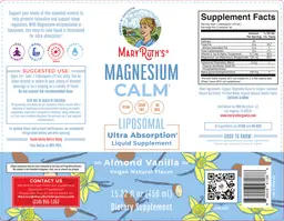 Label for Magnesium Calm Liposomal Almond Vanilla