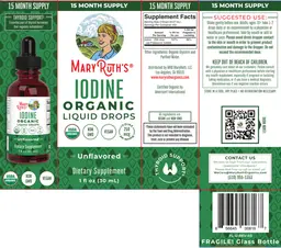 Label for Organic Iodine Liquid Drops Unflavored