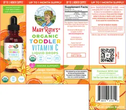 Label for Organic Toddler Vitamin C Liquid Drops Orange Vanilla