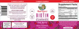 Label for Biotin Gummies Goji Berry Flavored