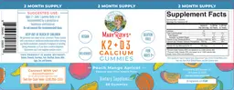 Label for K2 + D3 Calcium Gummies