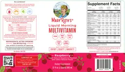 Label for Liquid Morning Multivitamin Raspberry