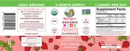 Label for Organic Kids Probiotic Gummies Strawberry