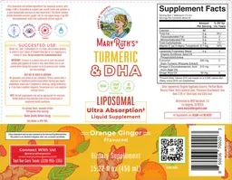 Label for Turmeric & DHA Liposomal Orange Ginger