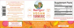 Label for Vegan Turmeric Gummies Peach Mango Lemon