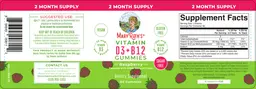 Label for Vitamin D3 + B12 Gummies Raspberry