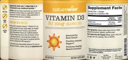 Label for Vitamin D3 50 mcg (2,000 IU)