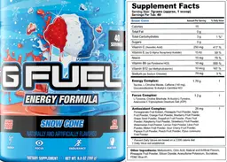 Label for Energy Formula Snow Cone