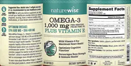 Label for Omega-3 1,000 mg Plus Vitamin E