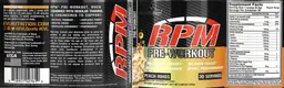 Label for RPM Pre-Workout Peach Rings