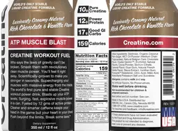 Label for ATP Muscle Blast Chocolate & Vanilla Flavor