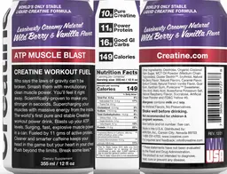 Label for ATP Muscle Blast Wild Berry & Vanilla Flavor