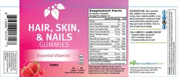Label for Hair, Skin, & Nails Gummies Cherry Strawberry Flavor