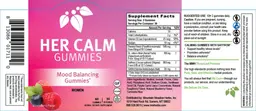 Label for Her Calm Gummies Mixed Berry Flavor