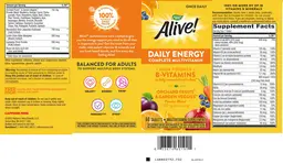 Label for Alive! Daily Energy Complete Multivitamin