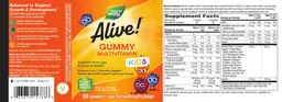 Label for Alive! Kids Gummy Multivitamin