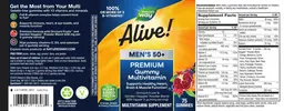 Label for Alive! Men's 50+ Premium Gummy Multivitamin