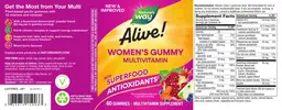 Label for Alive! Women's Gummy Multivitamin Mixed Berry Flavor