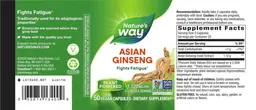 Label for Asian Ginseng 1,120 mg