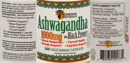 Label for Ashwagandha 1000 mg plus Black Pepper