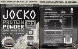 Label for Jocko Protein Powder Molk Cookies & Cream