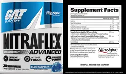 Label for Nitraflex Advanced Blue Raspberry