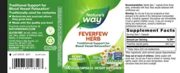 Label for Feverfew Herb 380 mg