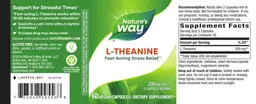 Label for L-Theanine 200 mg
