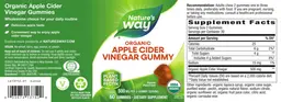 Label for Organic Apple Cider Vinegar Gummies 500 mg Apple Flavored