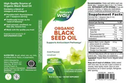 Label for Organic Black Seed Oil