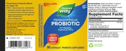 Label for Primadophilus Probiotic