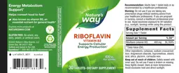 Label for Riboflavin Vitamin B2 400 mg
