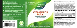 Label for Vitamin D3 Max 5,000 IU