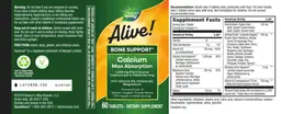 Label for Alive! Calcium 1,200 mg